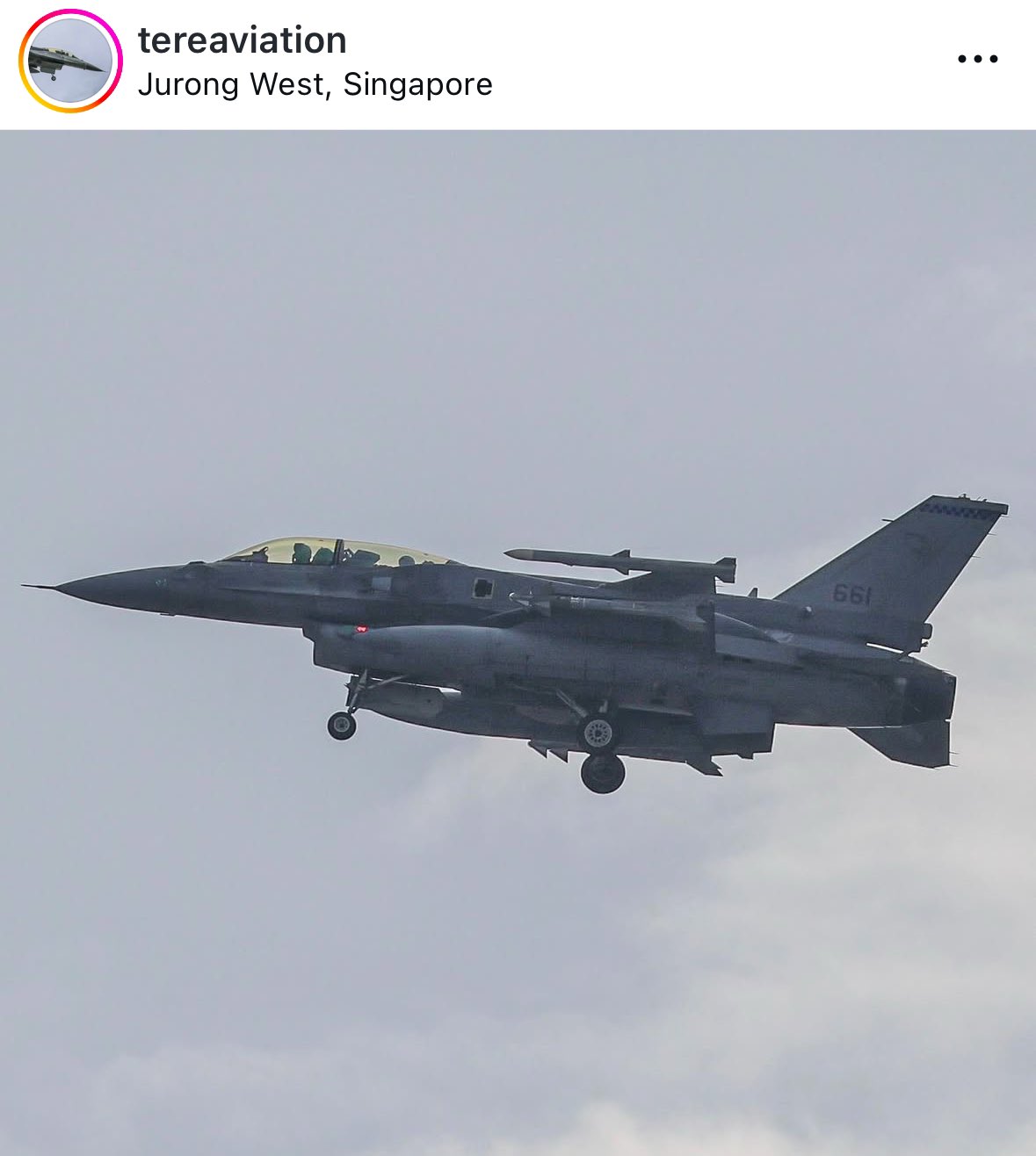 Singapore's F-16D+ Fighter Jet Spotted Carrying Python-5 Air-to